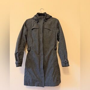 REI E1 Elements Full Zip Detachable Hood Trench Coat Rain Jacket Women’s S GRAY